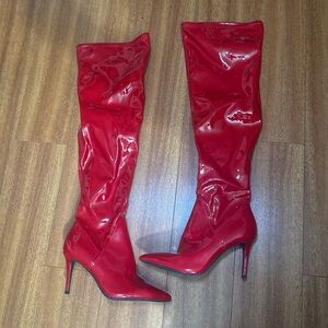 Red Thigh-High Boots